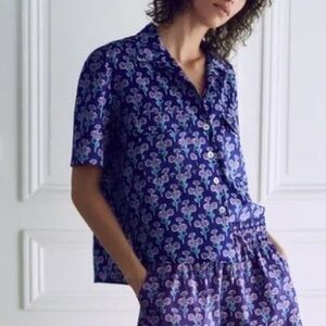 Zara Purple Floral Button Top